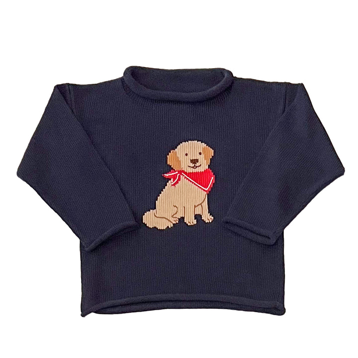 Tuck The Retriever Roll Neck Sweater-Navy