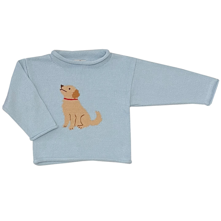 Tuck The Retriever Roll Neck Sweater-Ocean Blue