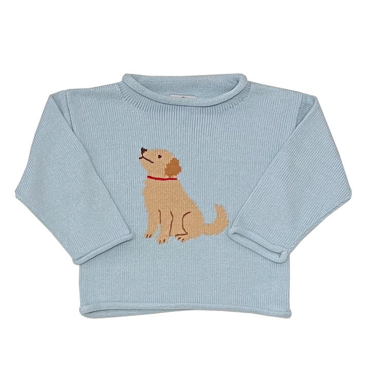 Tuck The Retriever Roll Neck Sweater-Ocean Blue