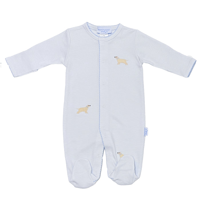 Tuck The Retriever Embroidered Footed Romper