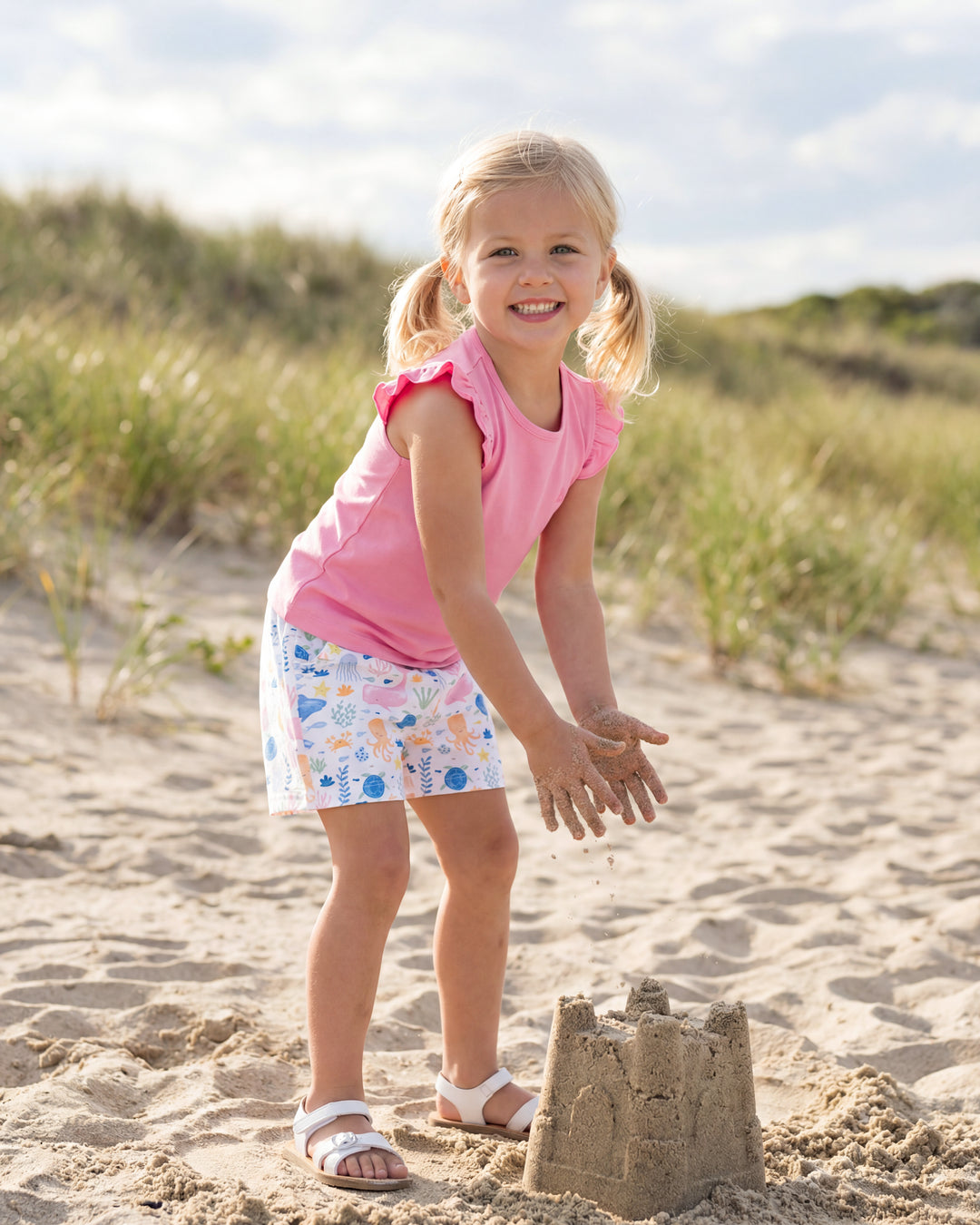 Under The Sea Ruffle Pocket Play Shorts