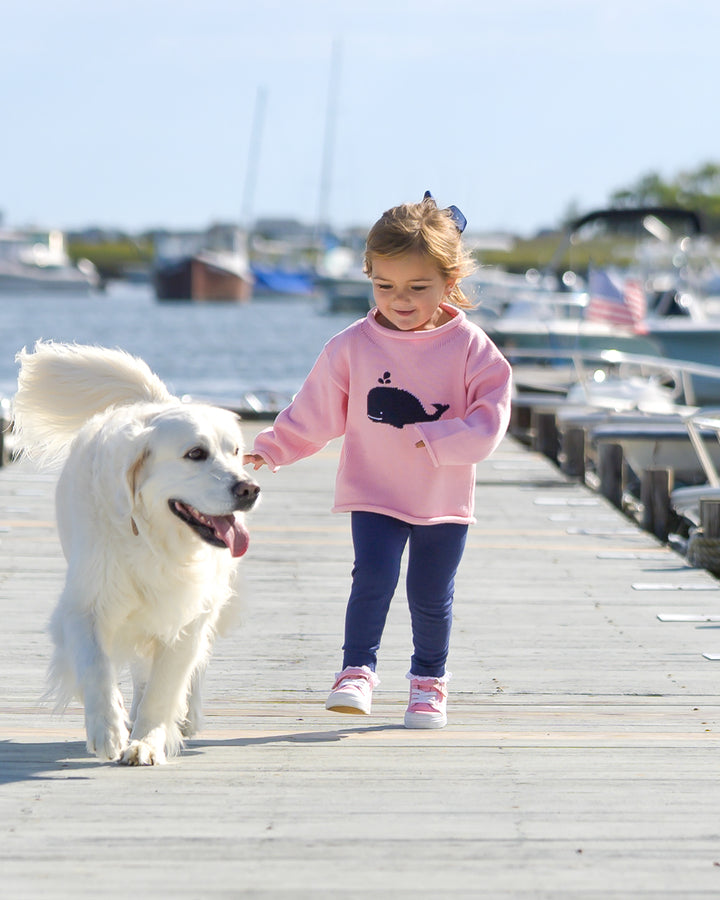 Whale Watch Roll Neck Sweater-Peony