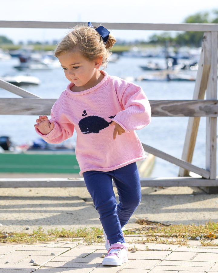 Whale Watch Roll Neck Sweater-Peony