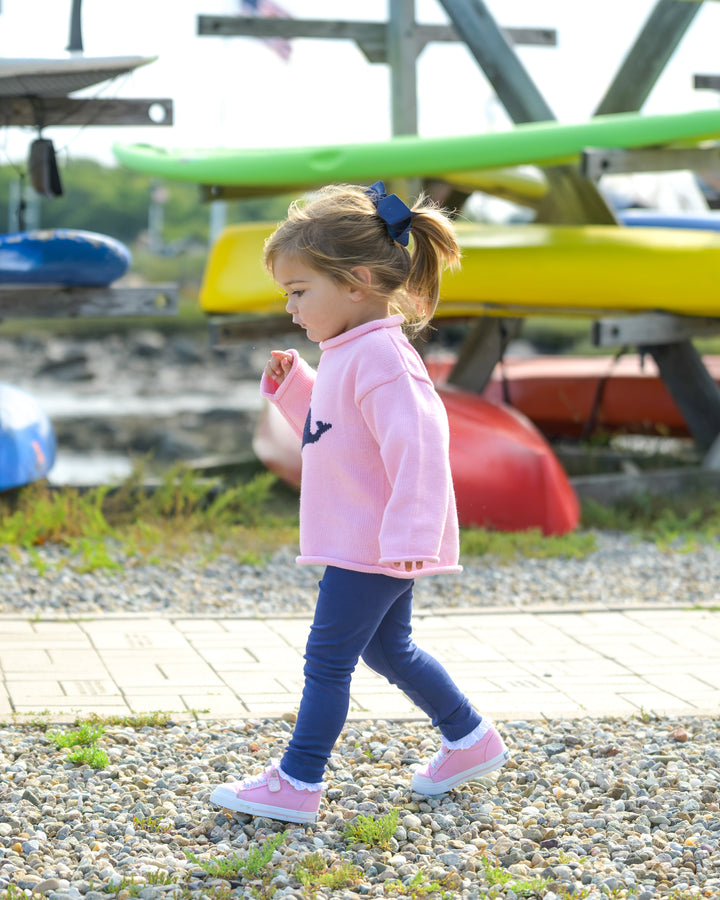 Whale Watch Roll Neck Sweater-Peony