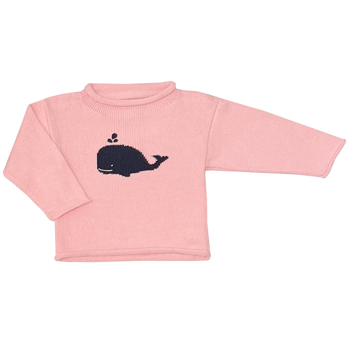 Whale Watch Roll Neck Sweater-Peony