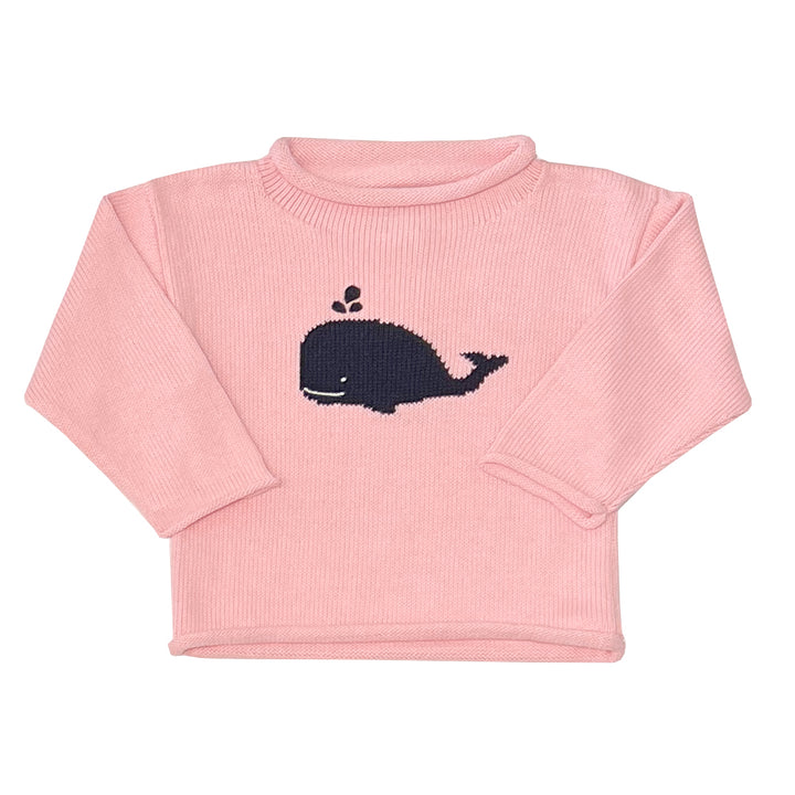 Whale Watch Roll Neck Sweater-Peony