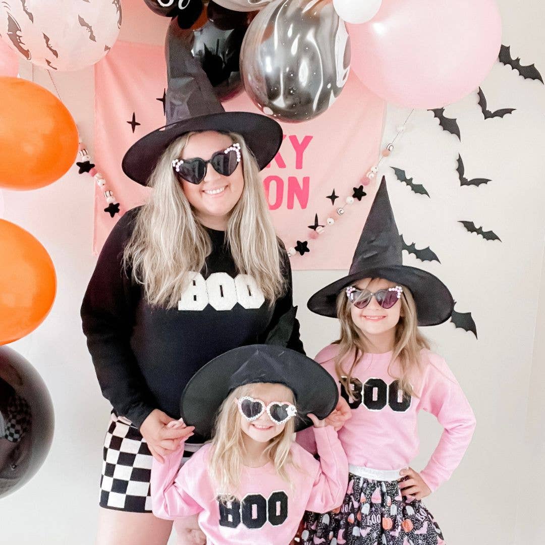 Boo Patch Halloween Sweatshirt - Pink: 7/8Y