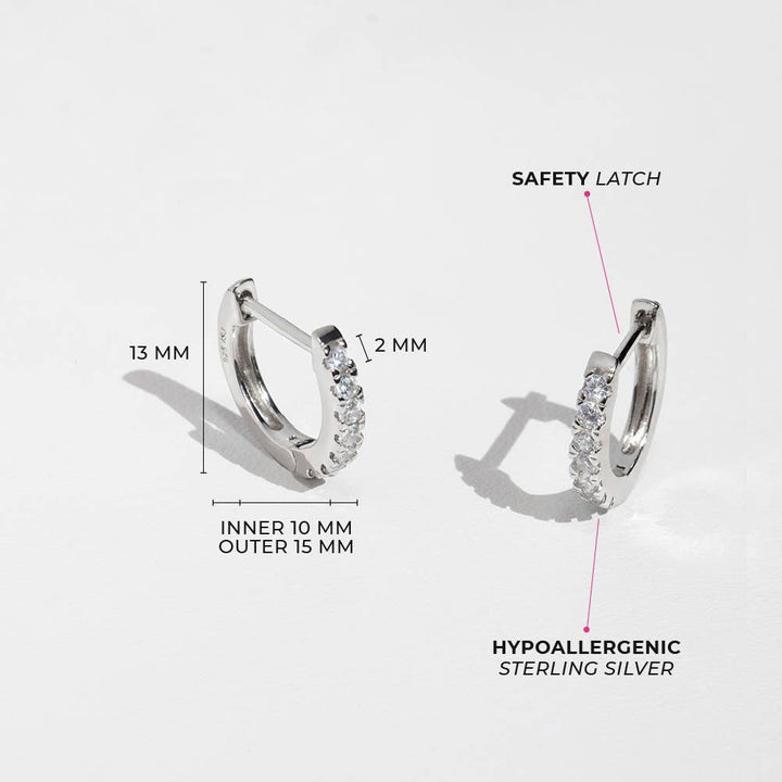 Multi CZ 9mm Kids / Girls Earrings Hoop - Sterling Silver