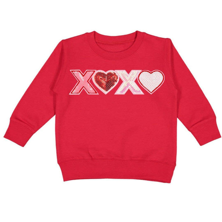 XOXO Sequin Patch Valentine's Day Sweatshirt - Kids Crewneck: 5/6Y