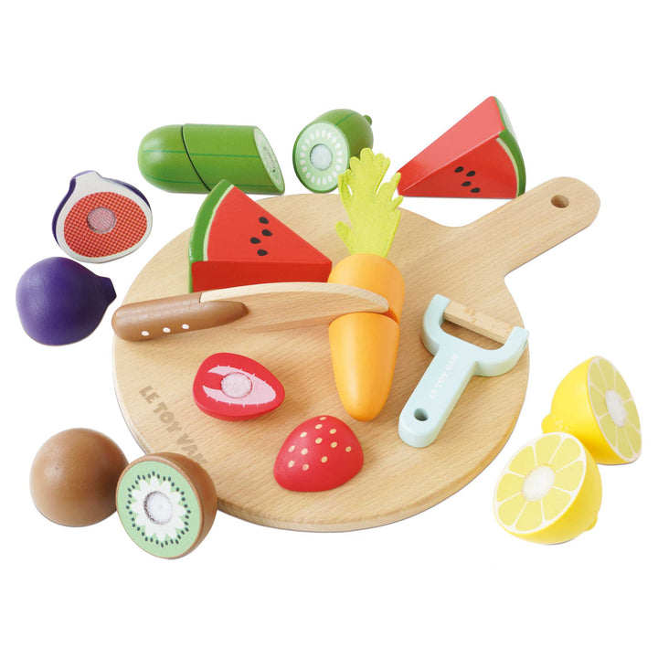 Wooden Chopping Board &amp; Sliceable Play Food