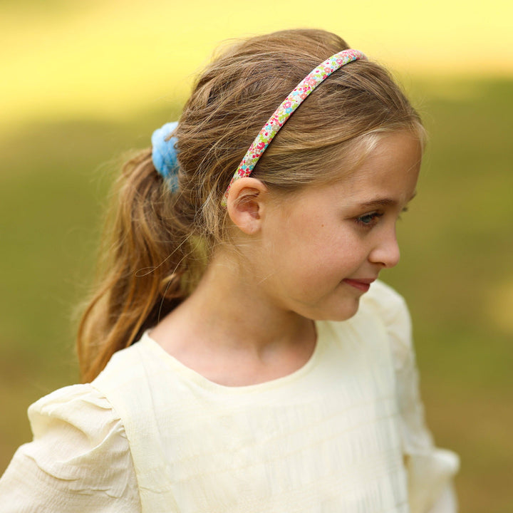 Thin Floral Headband - Non Slip Hair Accessories for Kids: Light Blue