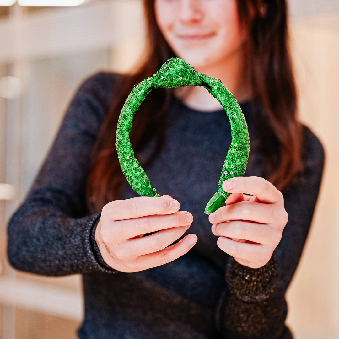 Sequin Knot Headband - Valentine's, Christmas, St. Patrick's: Green