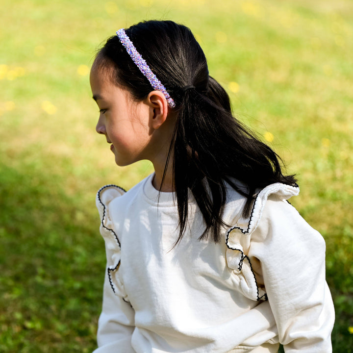 Thin Sequin Headband-Purple