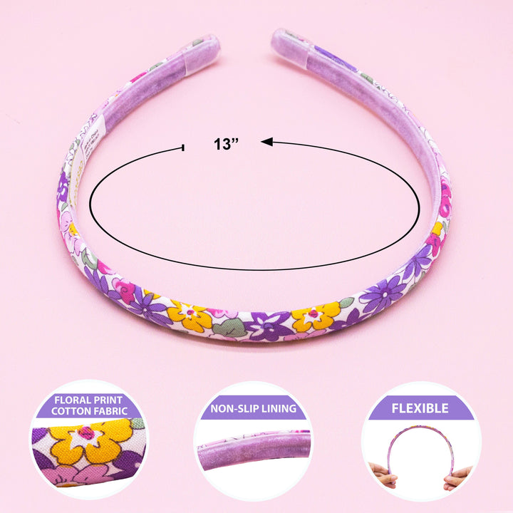 Thin Floral Headband - Non Slip Hair Accessories for Kids: Light Blue