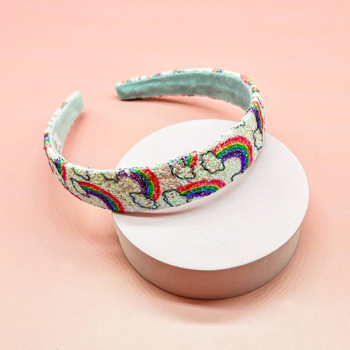 Rainbow Glitter Headband - Kids Hair Accessories: White