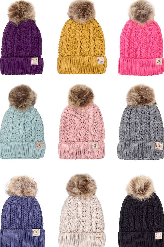 CC Kids Solid Color Lining Beanie: Pale Pink