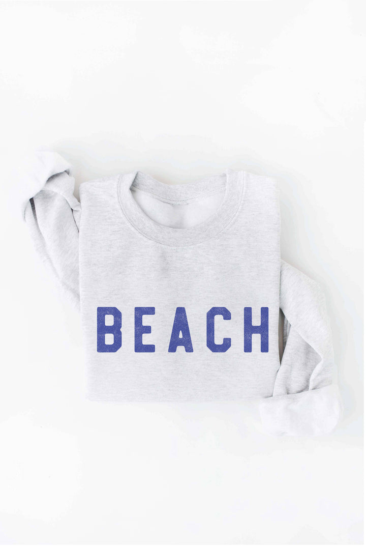 Adult BEACH Graphic Sweatshirt-WHITE HEATHER
