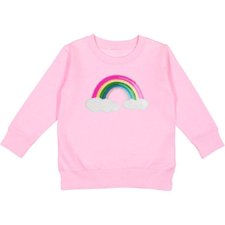 Rainbow Sequin Patch Sweatshirt - Pink - Kids Clothes: 4T