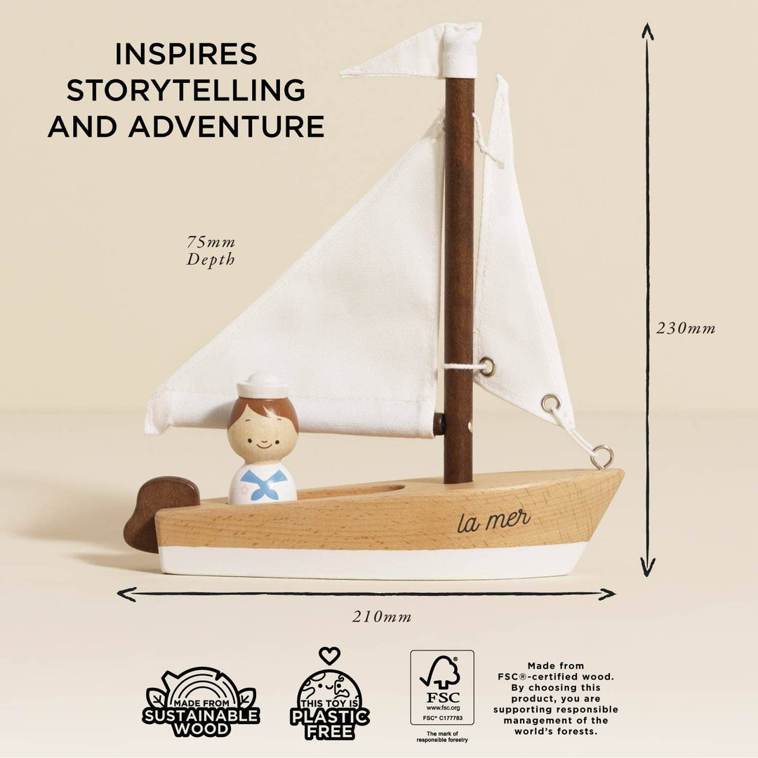 Wooden Sailing Boat &amp; Captain