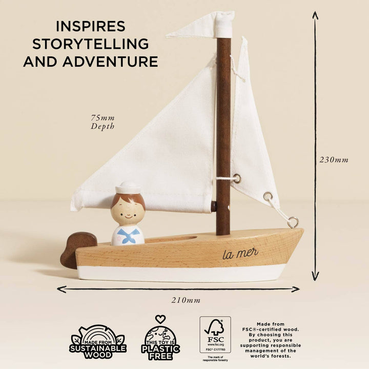 Wooden Sailing Boat &amp; Captain