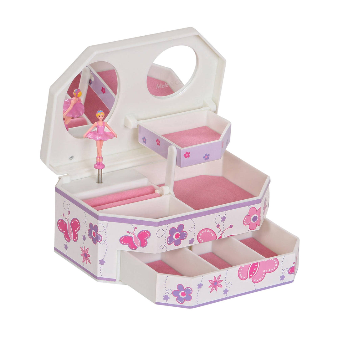 Mele and Co Kelsey Girls Musical Ballerina Jewelry Box: White / Swan Lake / Girls Musical Ballerina Jewelry Box