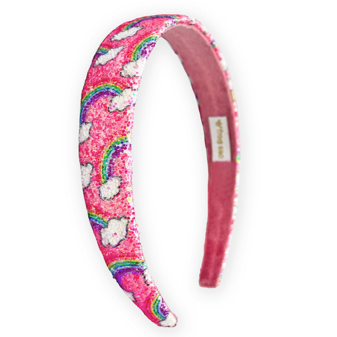 Rainbow Glitter Headband - Kids Hair Accessories: Pink