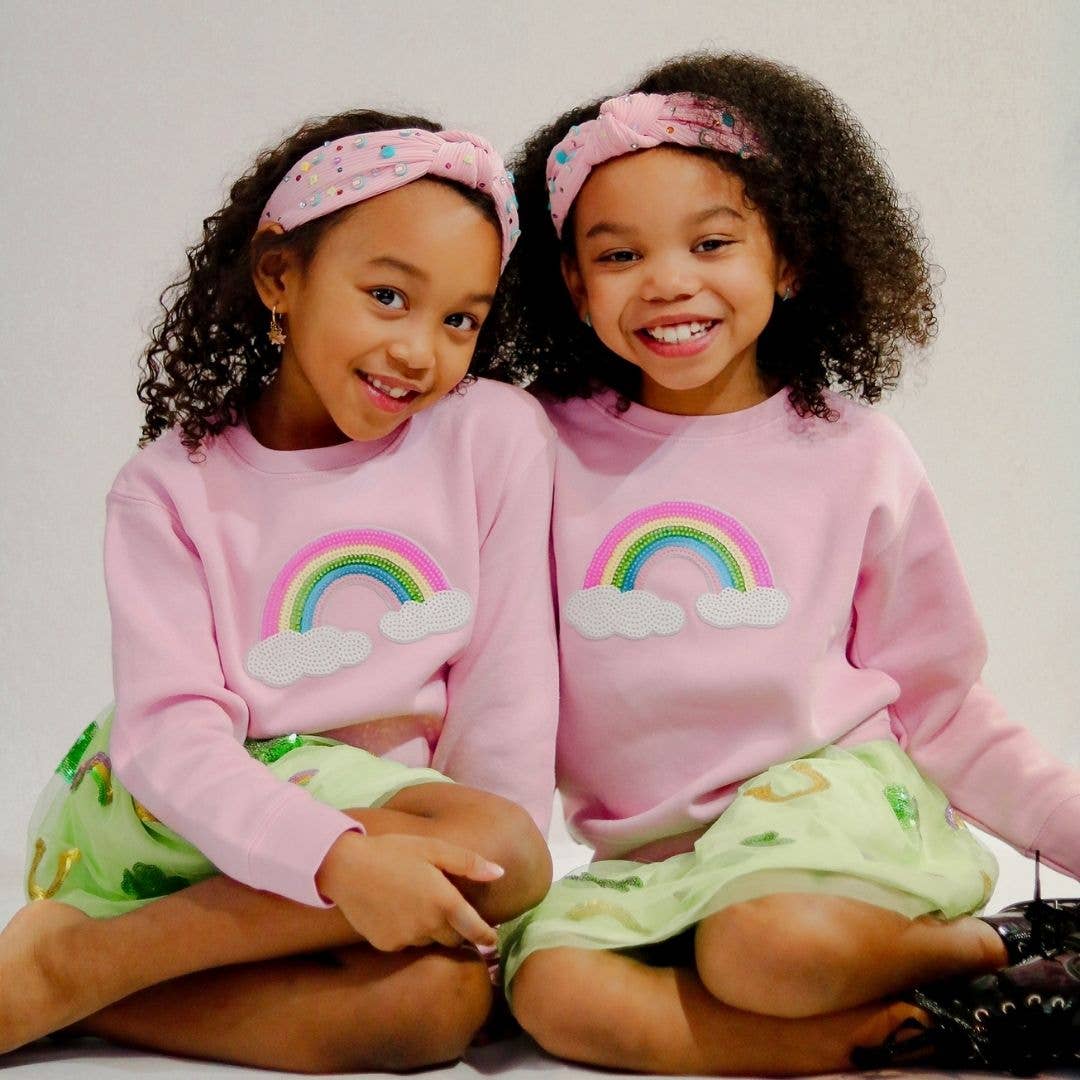 Rainbow Sequin Patch Sweatshirt - Pink - Kids Clothes: 2T