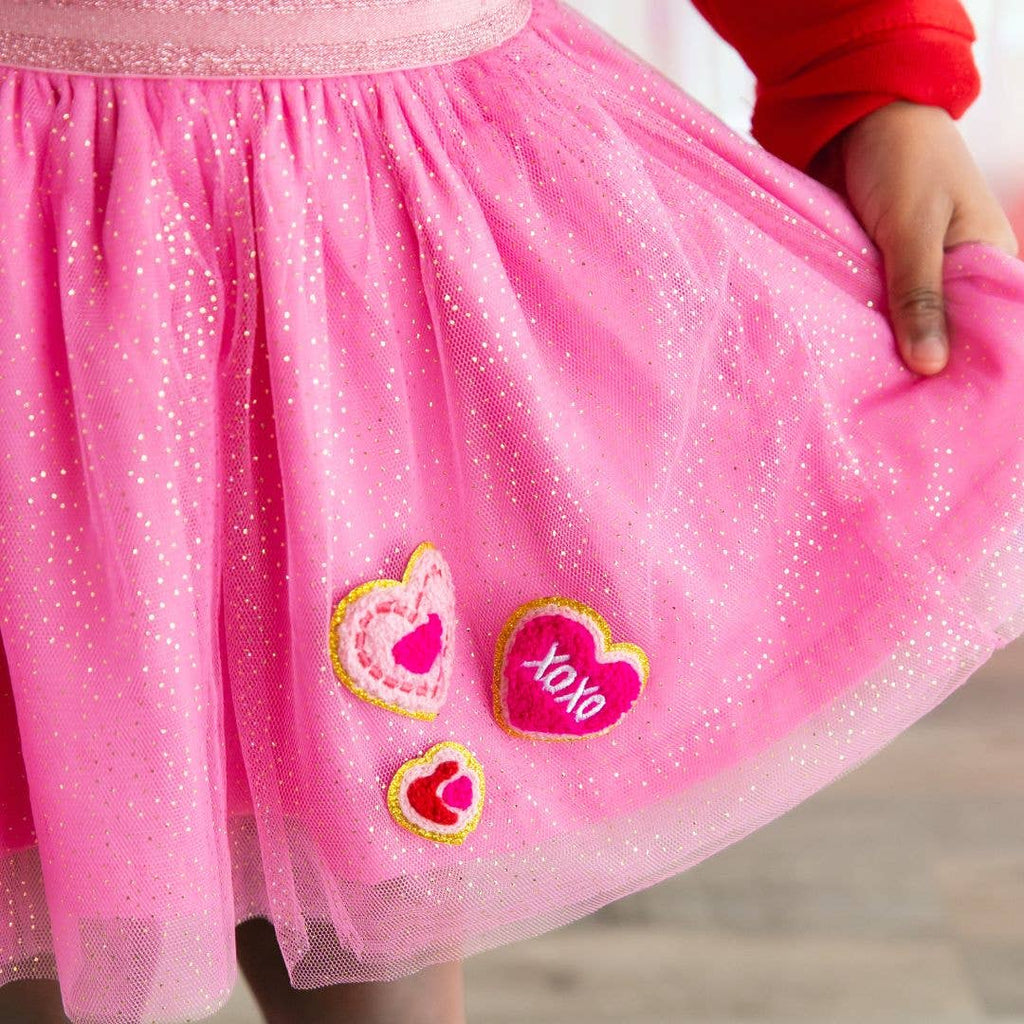 Heart Patch Valentine's Day Tutu - Kids Dress Up Skirt: 1-2Y
