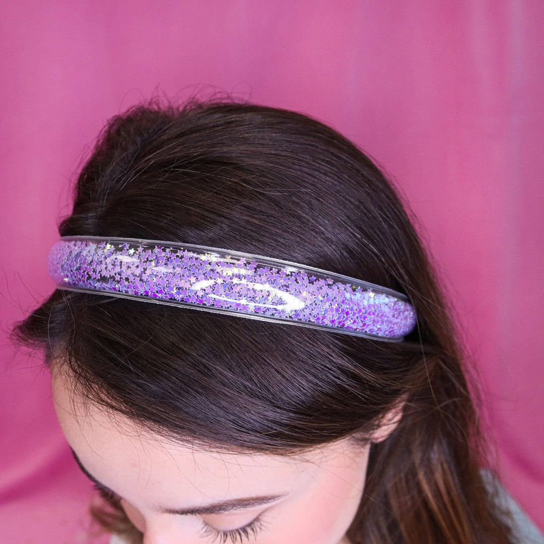Shaker Glitter Headband with Teeth: Purple