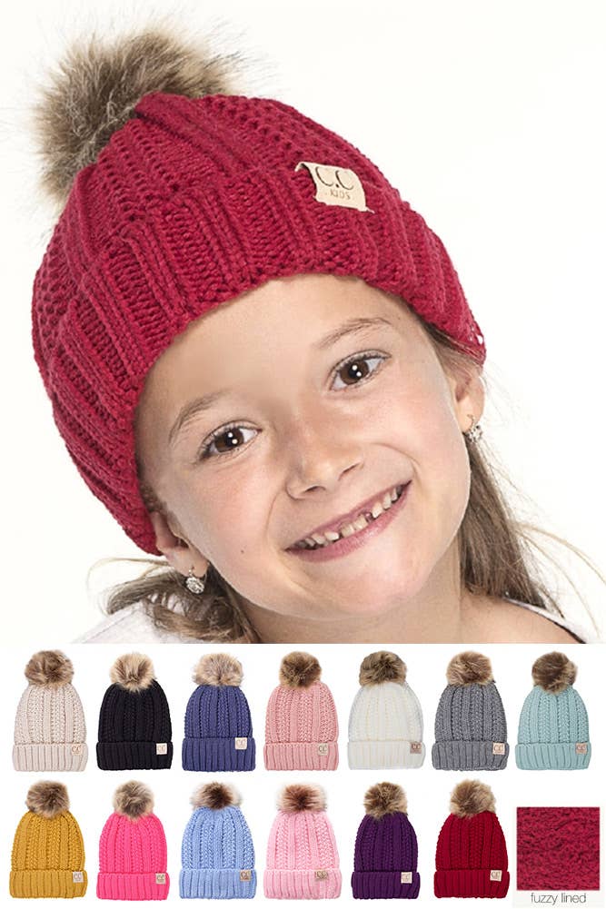 CC Kids Solid Color Lining Beanie: Pale Pink
