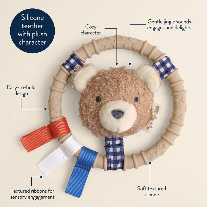 *NEW* Itzy Ring Pal™ - Teething Ring with Plush Character: Taupe Bear