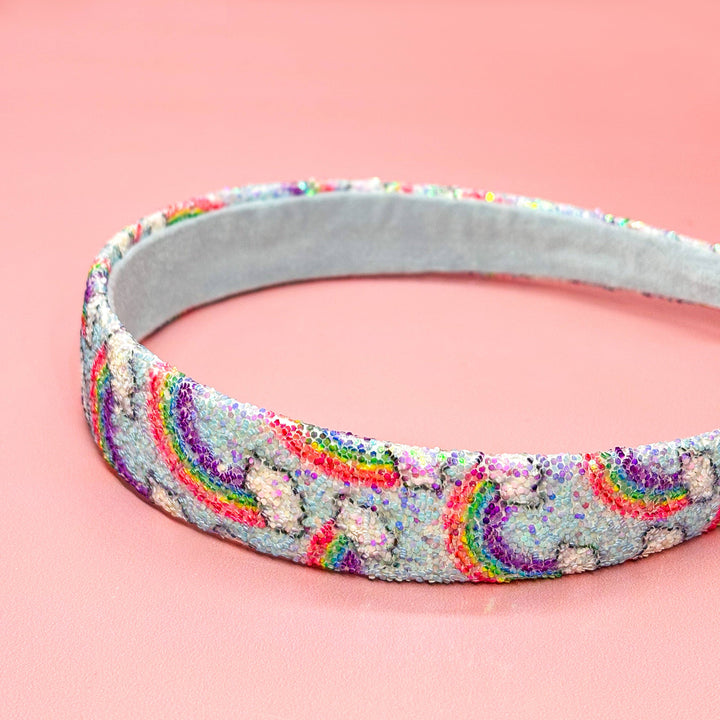 Rainbow Glitter Headband - Kids Hair Accessories: White