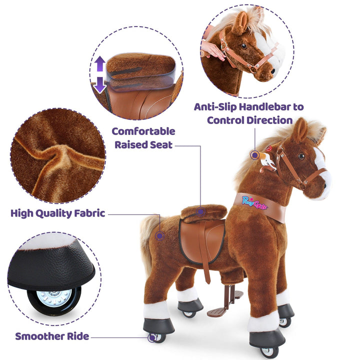 PonyCycle Large Ride On Horse Toy - Brown