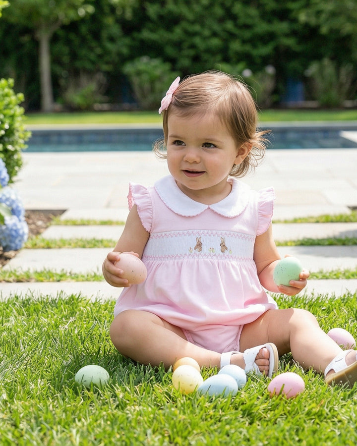 Bunny Smocked Pima Bubble-Primrose