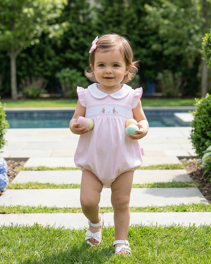 Bunny Smocked Pima Bubble-Primrose