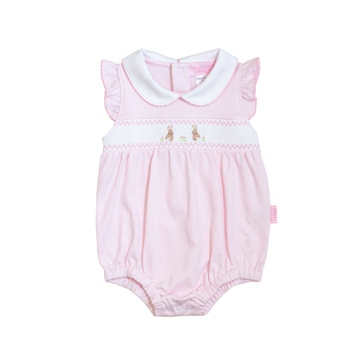 Bunny Smocked Pima Bubble-Primrose
