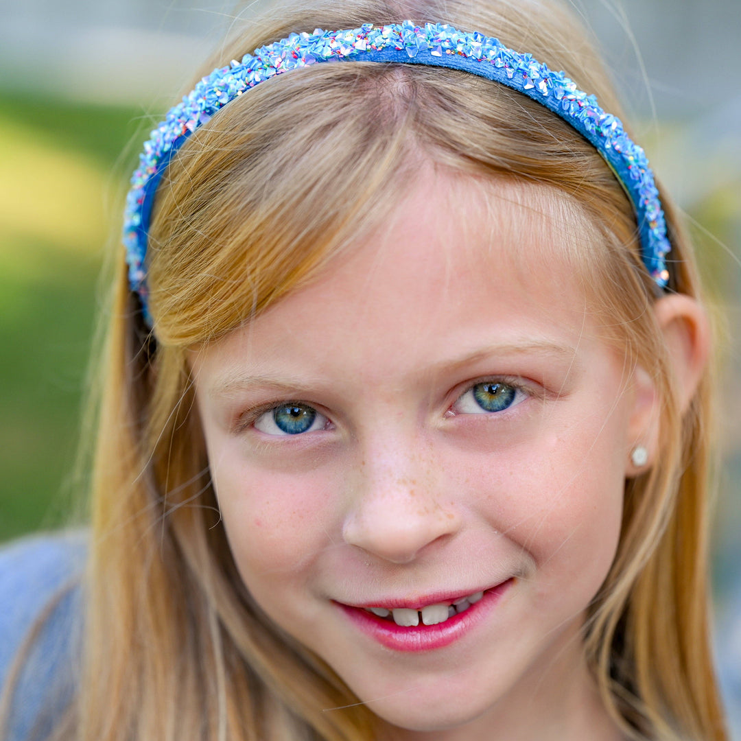 Thin Sequin Headband - Non Slip Hair Accessories for Kids: Blue