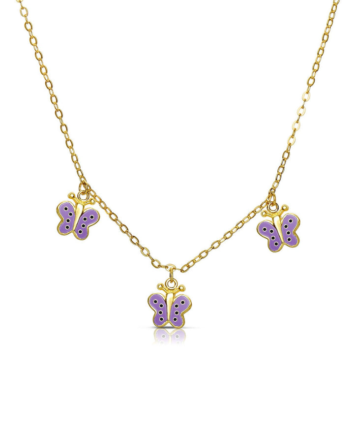 Butterfly Dangle Necklace: Purple