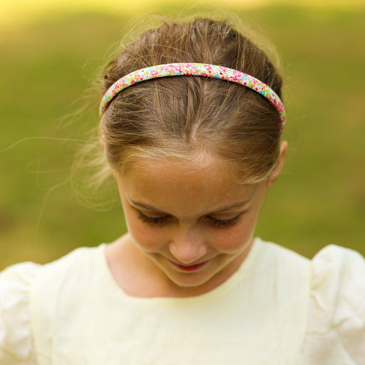 Thin Floral Headband - Peach