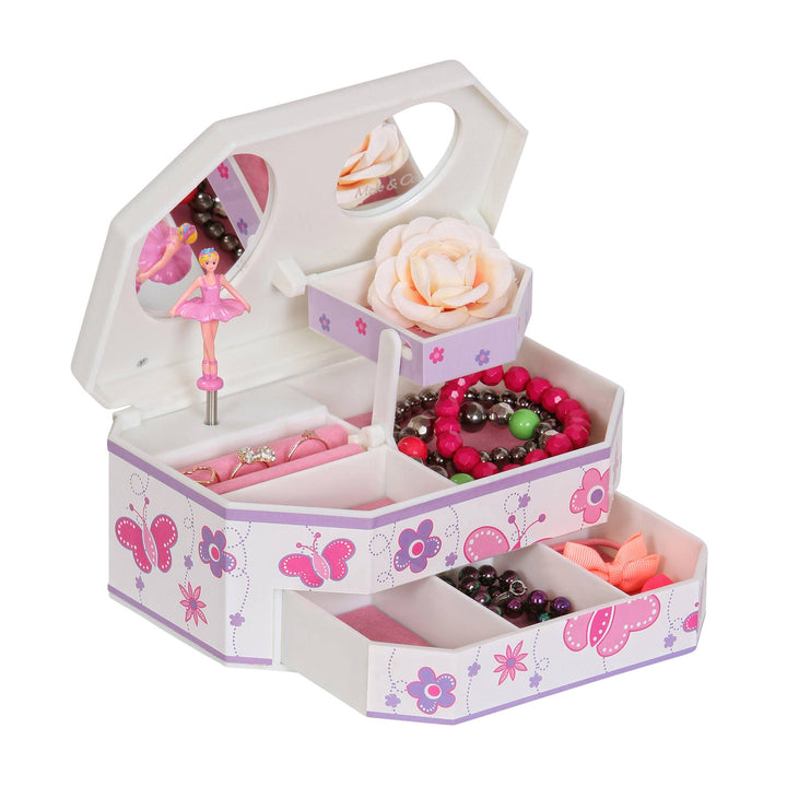 Mele and Co Kelsey Girls Musical Ballerina Jewelry Box: White / Swan Lake / Girls Musical Ballerina Jewelry Box