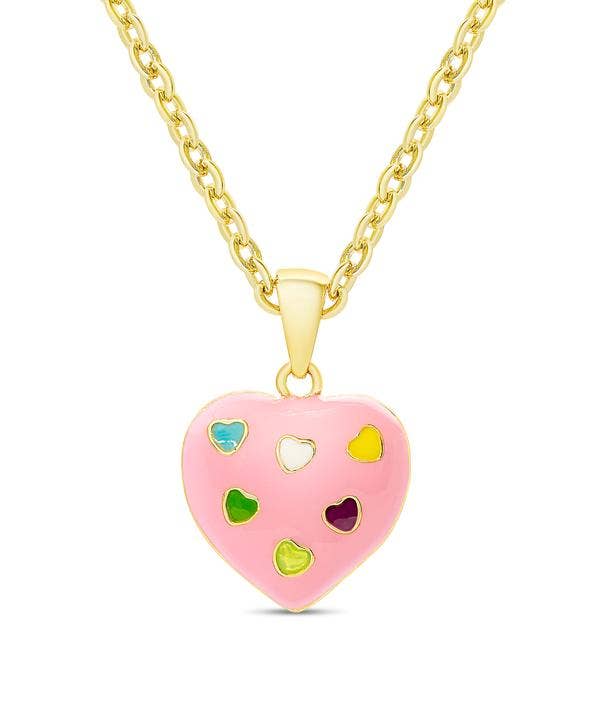 Puffed Heart Pendant: Pink
