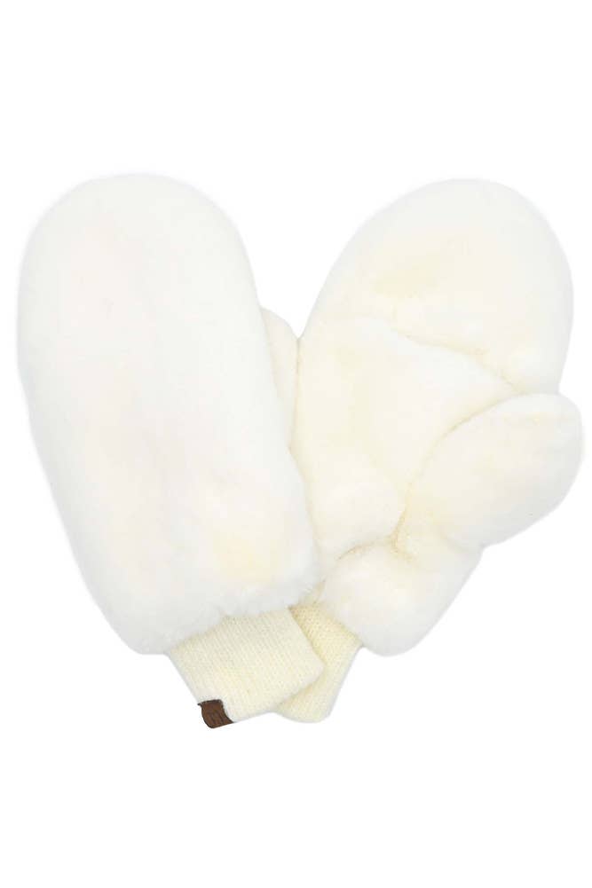 C.C Faux Fur Mittens with Shepherd Lining: Black