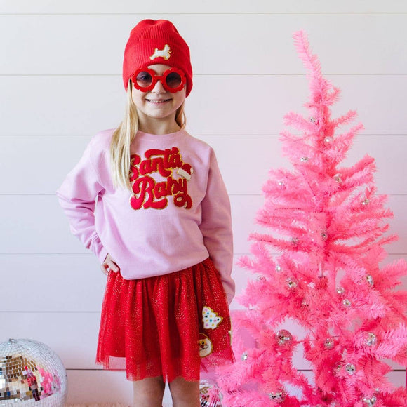 Christmas Patch Tutu - Dress Up Skirt - Kids Holiday Tutu: 6-8Y