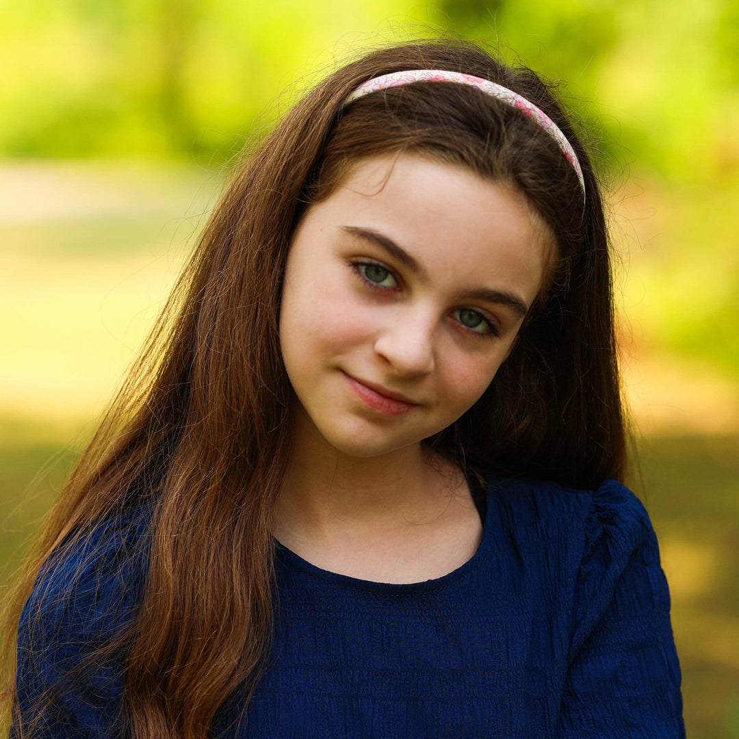 Thin Floral Headband - Non Slip Hair Accessories for Kids: Light Blue