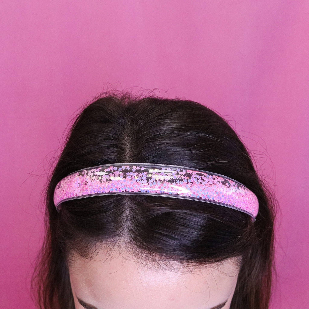 Shaker Glitter Headband with Teeth: Purple