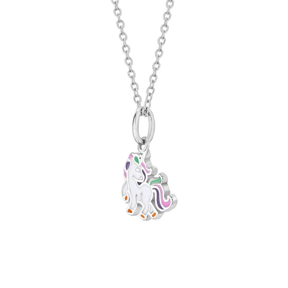 Fancy Unicorn Kid / Girls Pendant/Necklace - Sterling Silver