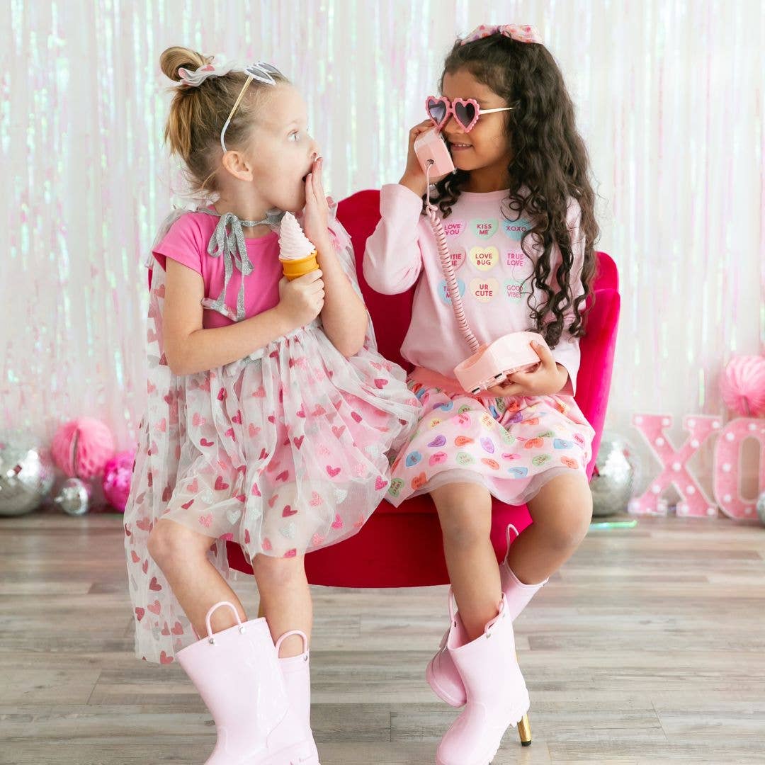 Candy Hearts Valentine's Day Tutu - Kids Dress Up Skirt: 1-2Y