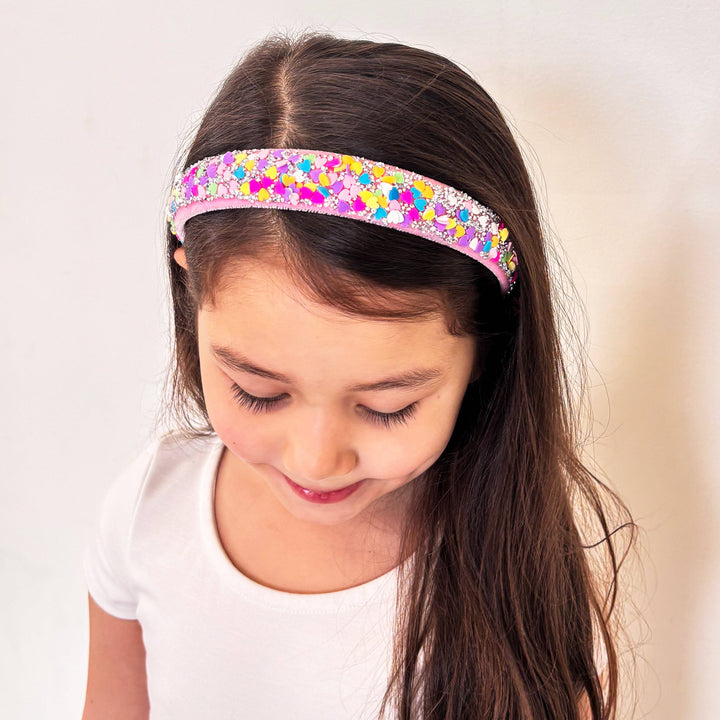 Candy Heart Headband - Confetti Hair Band: Rainbow