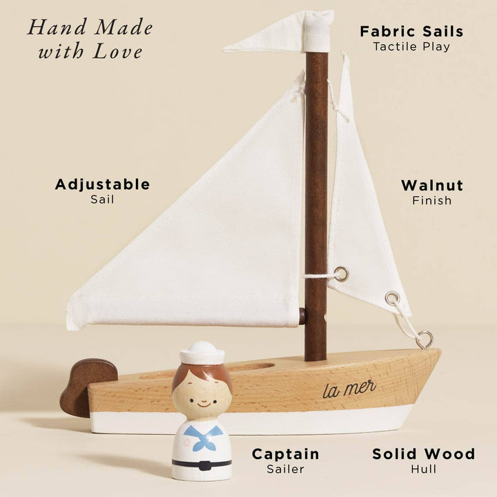 Wooden Sailing Boat &amp; Captain