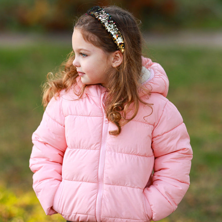 Reversible Sequin Headband - Kids Padded Hair Band: Teal/Purple